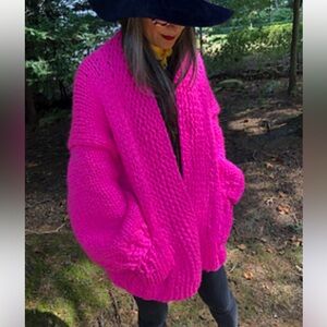 Lane Bryant Pink Cardigan Sweater Plush Open Front Sz 26/28 Women